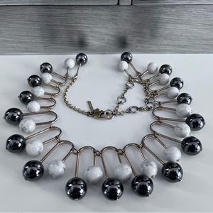 Lele Sadoughi Statement Collar Necklace Marble and Black